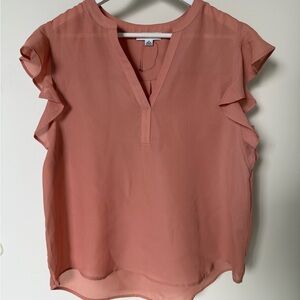 Calvin Klein Ruffled Sleeve Blouse - Coral